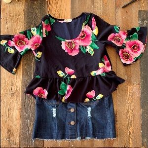 Floral Ruffle Top